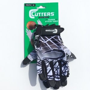 Cutters Football Gloves Youth M Medium Game Day Receiver Black White NWT